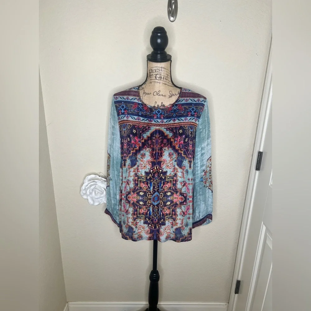 NTM: Anthropologie Vineet Bahl Prudence Blouse with Embroidery & Multicolor Sz M
